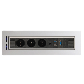 Mediaport obrotowy Rolbox RAL9006 3x230V 1xRJ45 kat.5e 1xVGA 1xHDMI 1xUSB 3.0 5xprzewód dł.2m